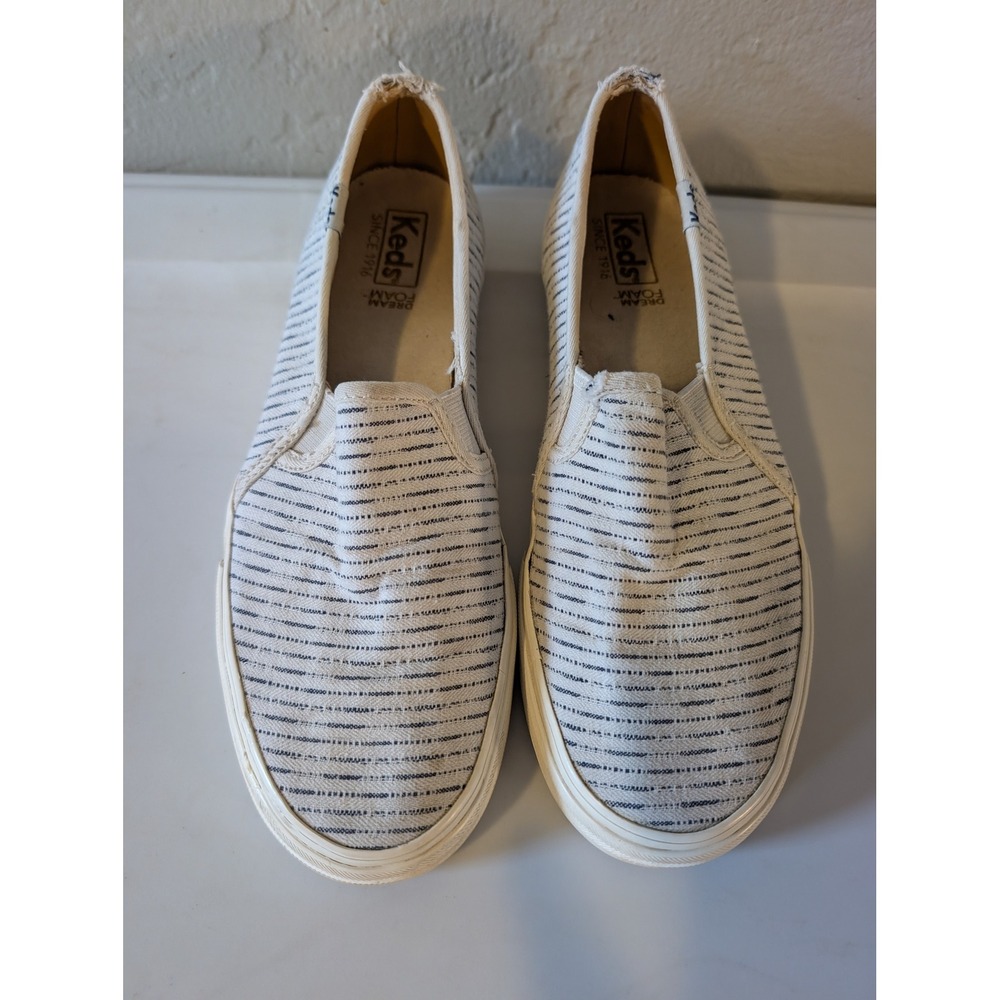 Keds womens white navy striped slip on shoes sz 7